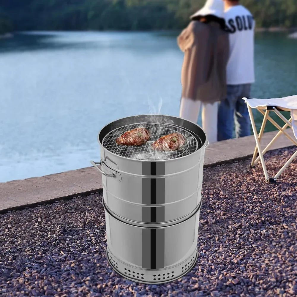 Smokeless Charcoal Grill - 360° Stainless Steel