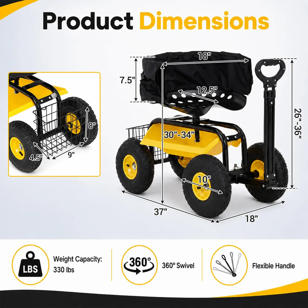 Rolling Garden Seat Cart