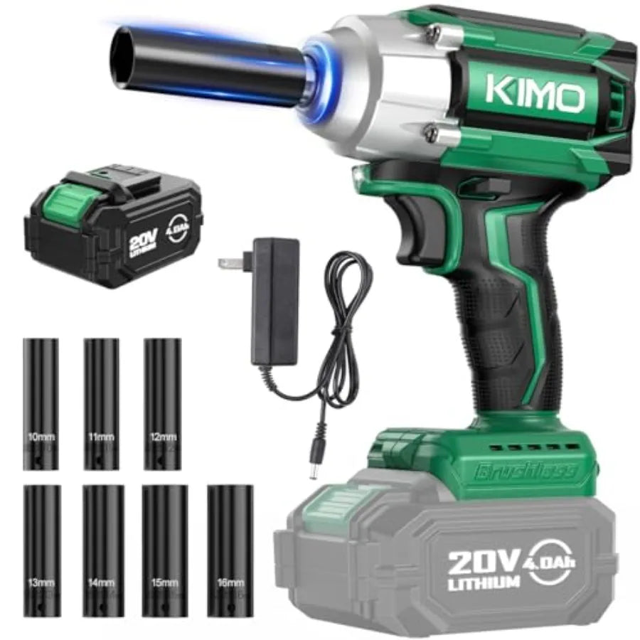 Impact Wrench 1/2 Cordless, 9-Piece Drill and Driver Set