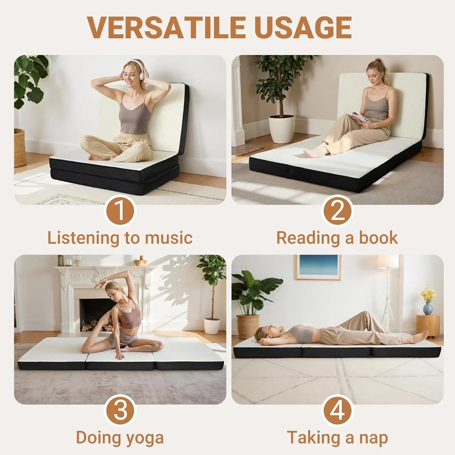Foldable Memory Foam Mattress, 4 Inch