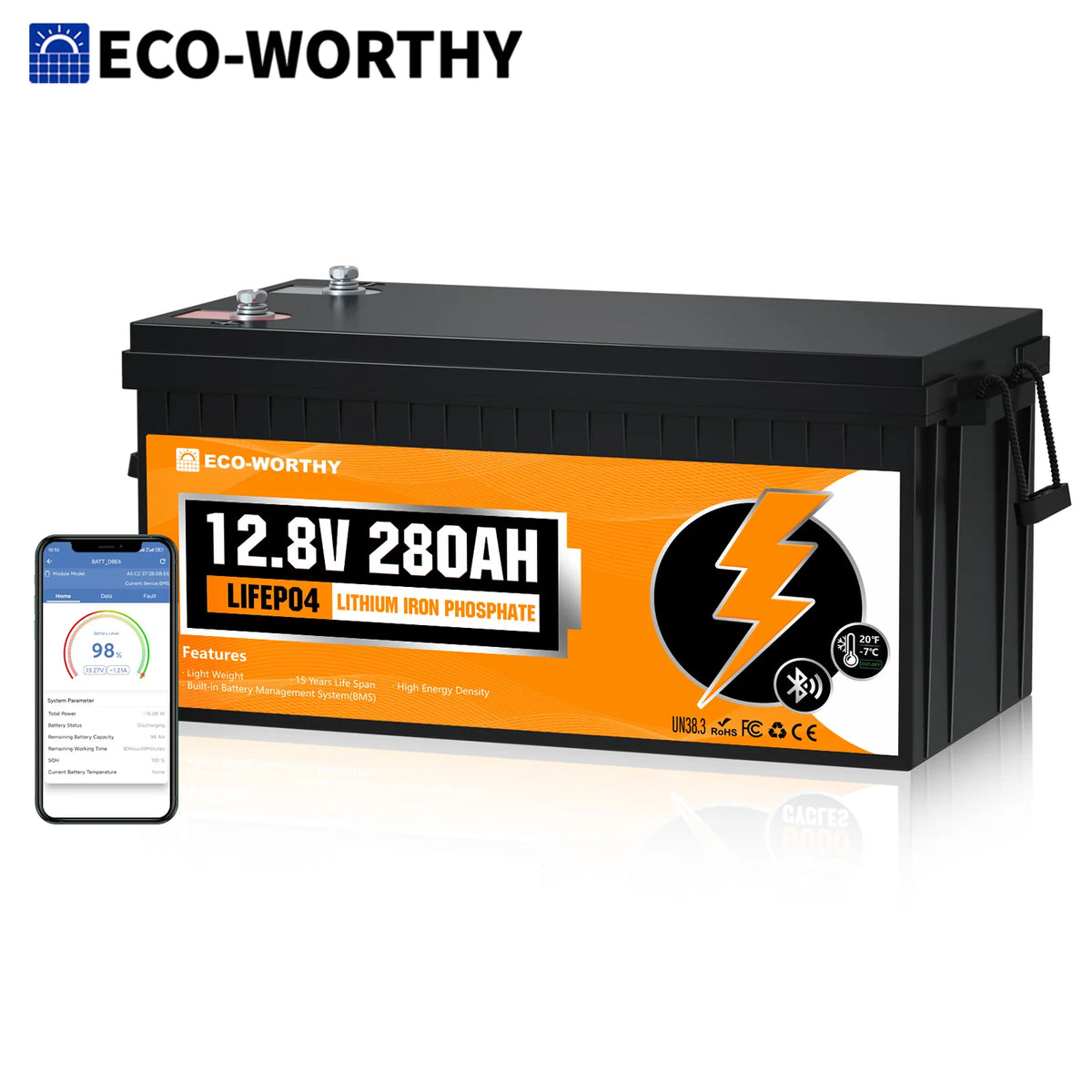 Metal Case LiFePO4 Battery w/Bluetooth & Low Temp Cutoff