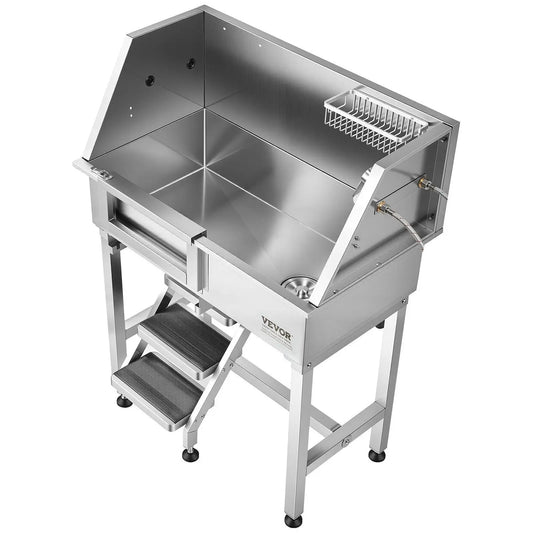 34"  Stainless Steel Pet Grooming Tub