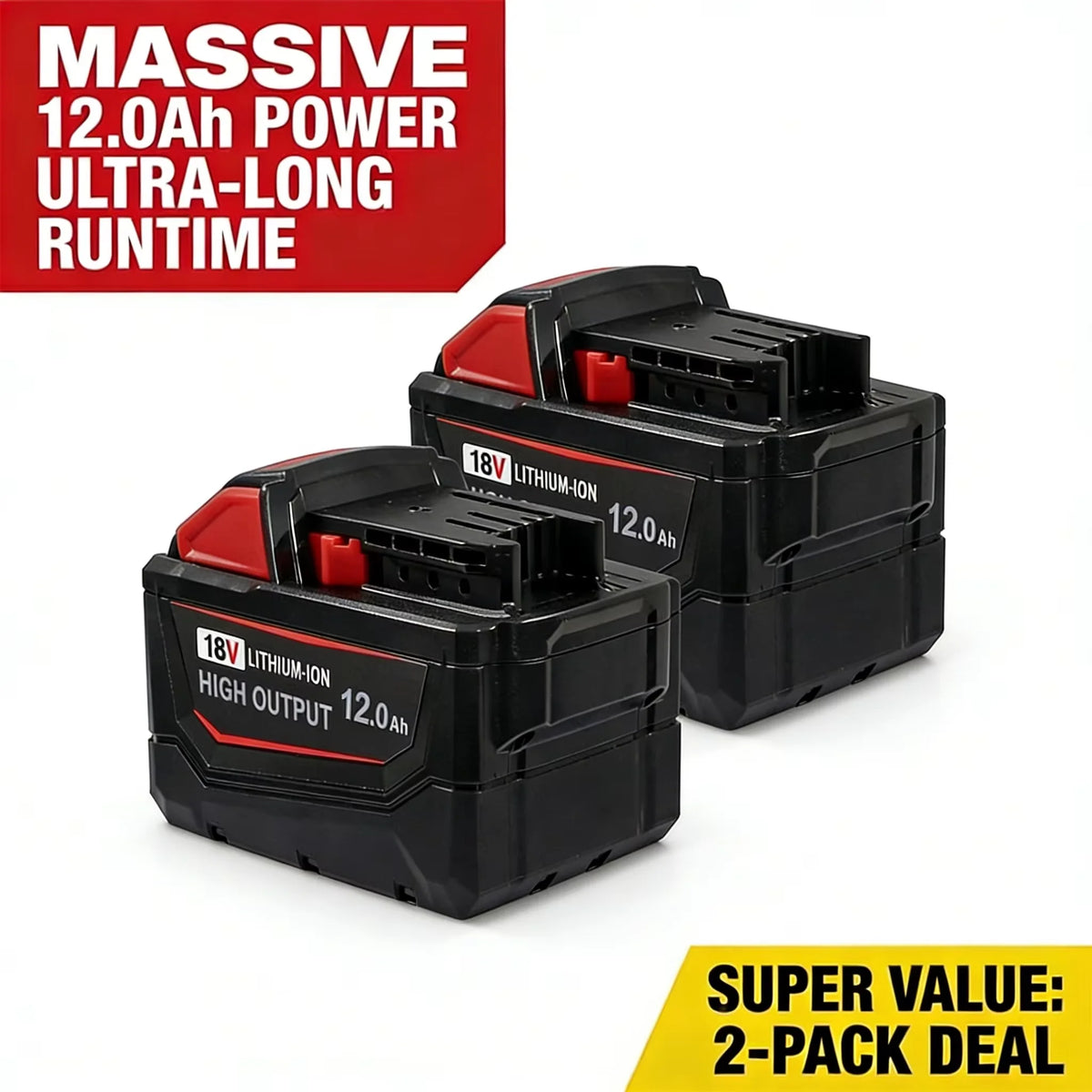2-Pack 18V 12.0Ah M18 Replacement Battery
