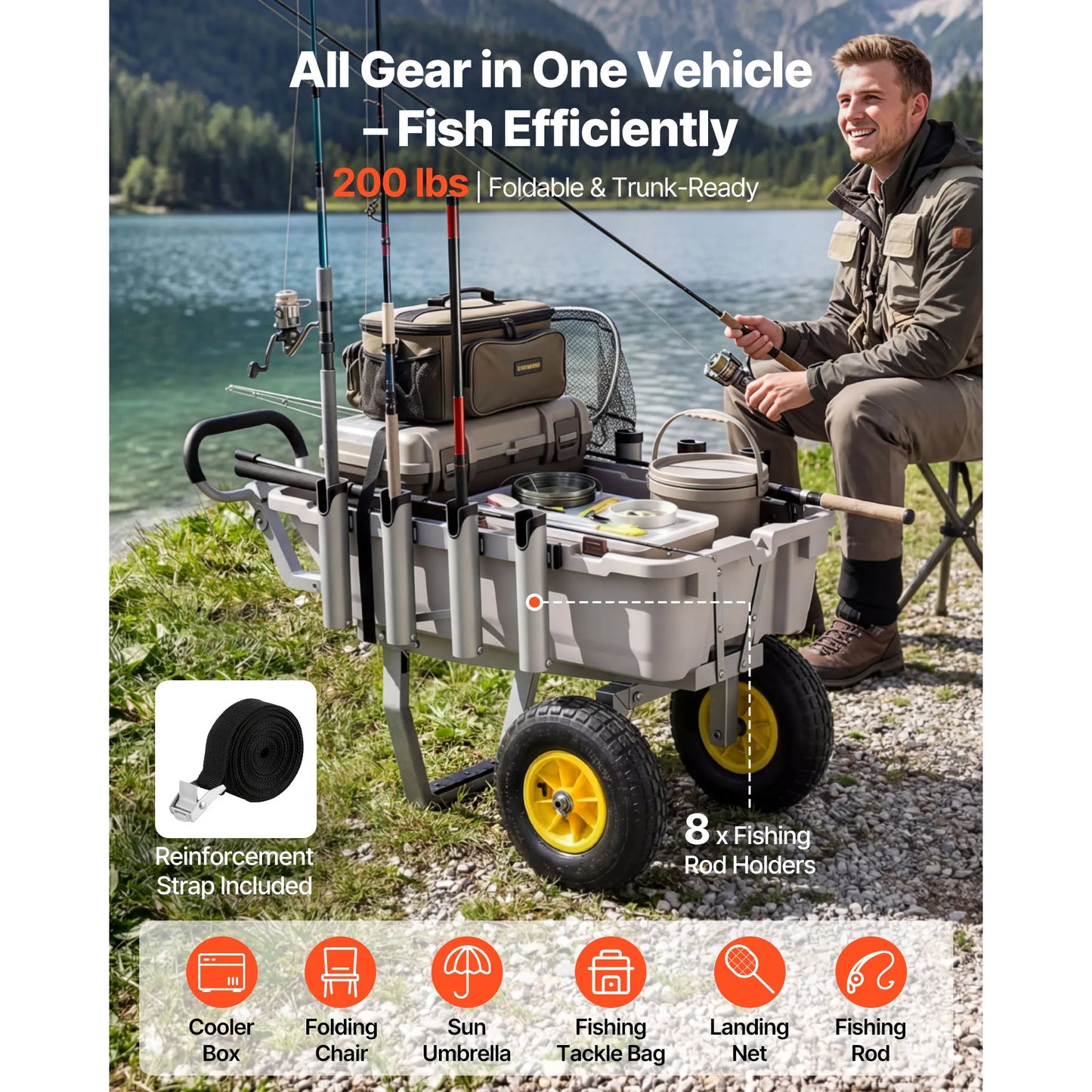 Foldable Beach Fishing Cart