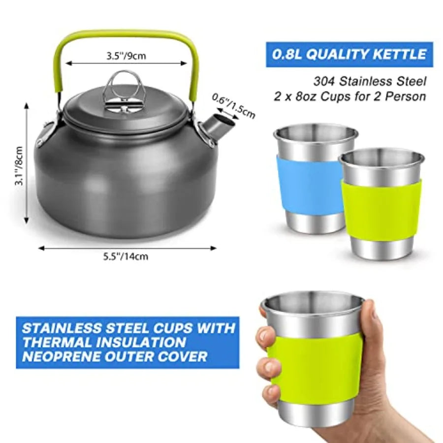 15pcs Camping Cookware Kit w/Tableware