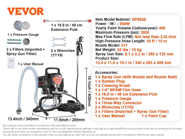 Airless Paint Sprayer 3000PSI