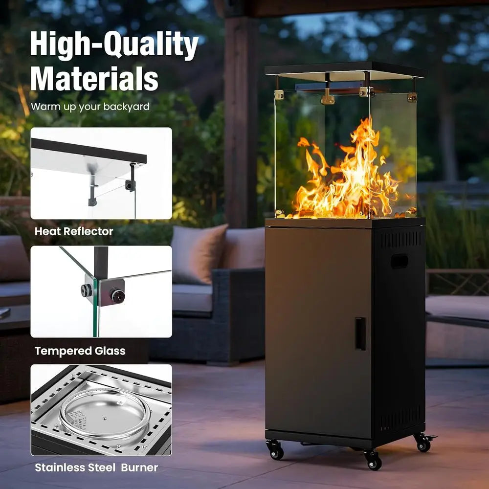 Propane Patio Heater with Lockable Wheels and Cover