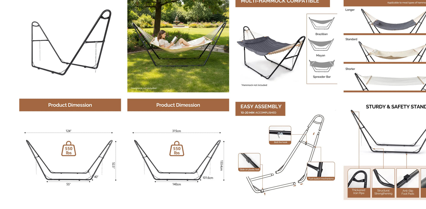 Double-Barrel Hammock Stand Only
