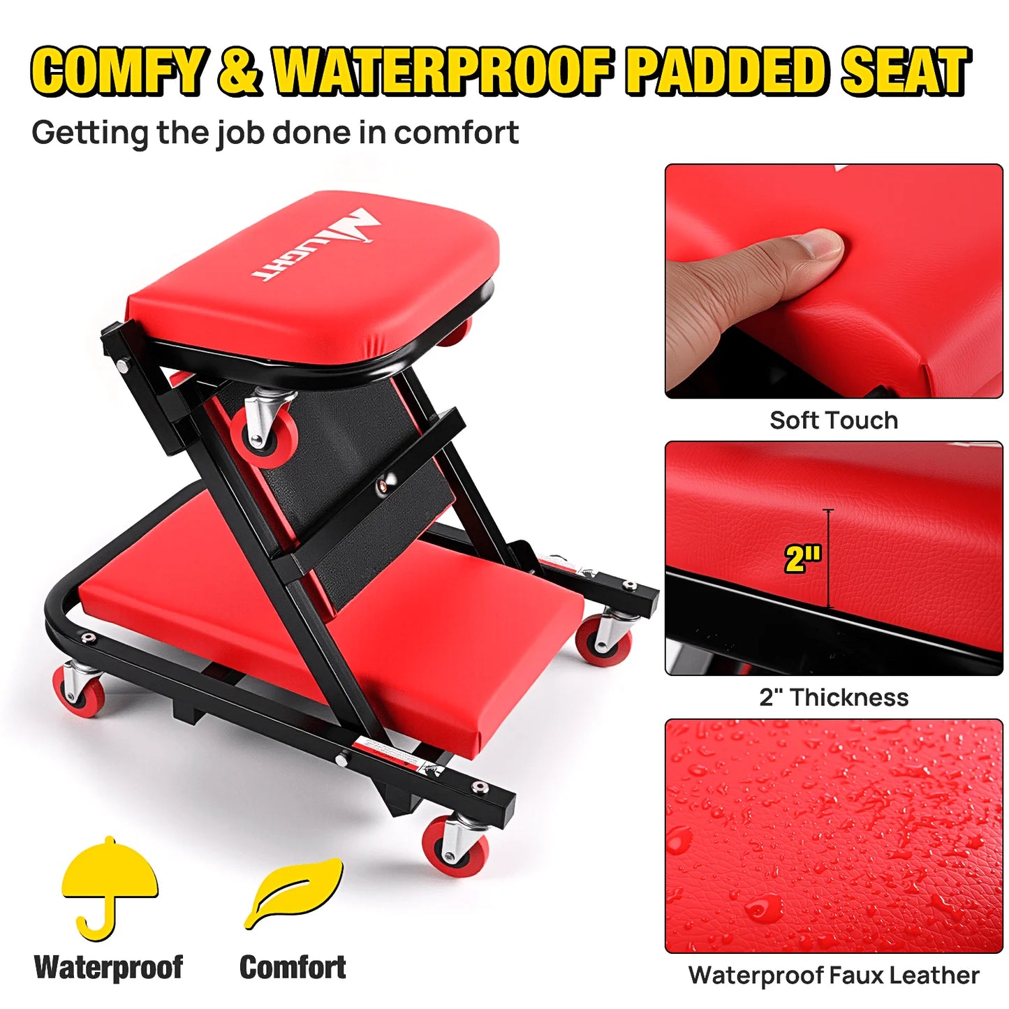 2-In-1 Folding Rolling Mechanic Seat
