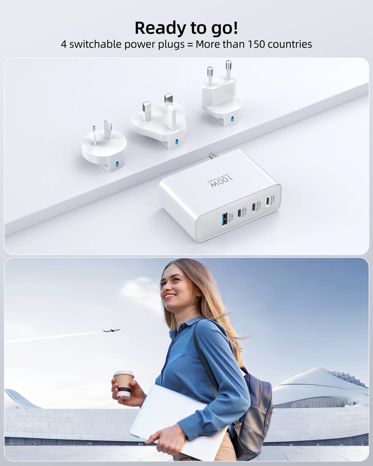 100W USB C Travel Charger, 4-Ports