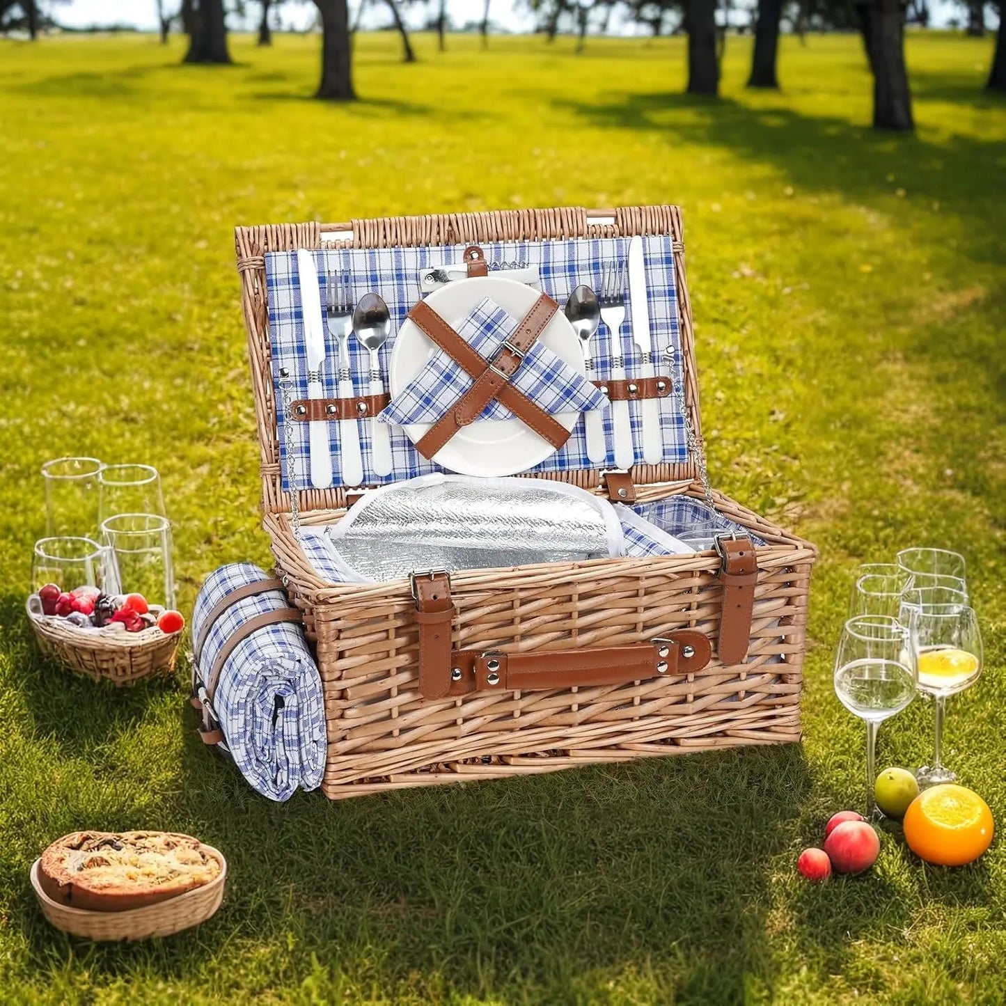 2-Person Wicker Picnic Basket Set