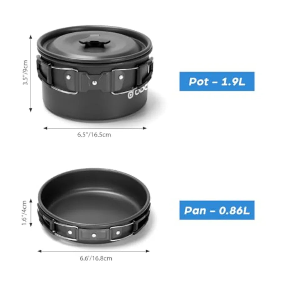 15pcs Camping Cookware Kit w/Tableware