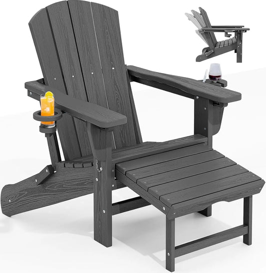Adjustable Adirondack Chair with Retractable Ottoman