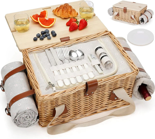Wicker Picnic Basket for 2