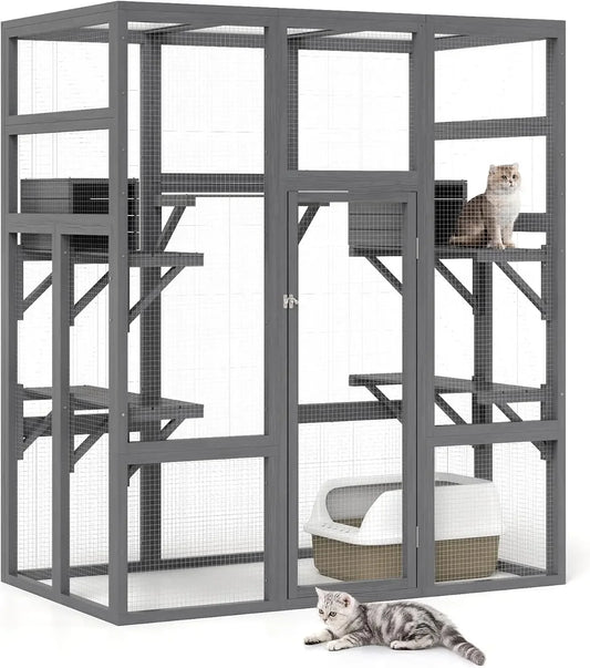Large Wood Cat Enclosure with Waterproof Roof