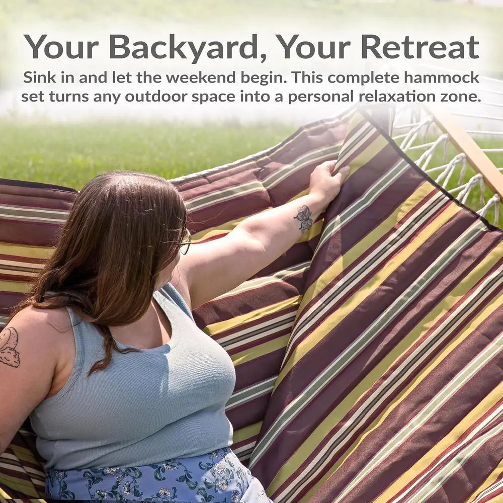 Rope Double Hammock with Stand