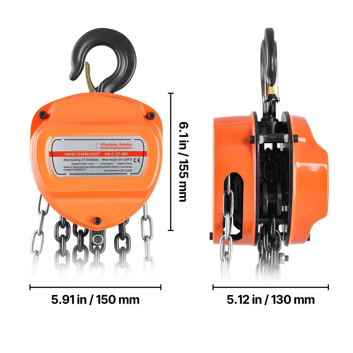 Hand Chain Hoist, 2 Ton