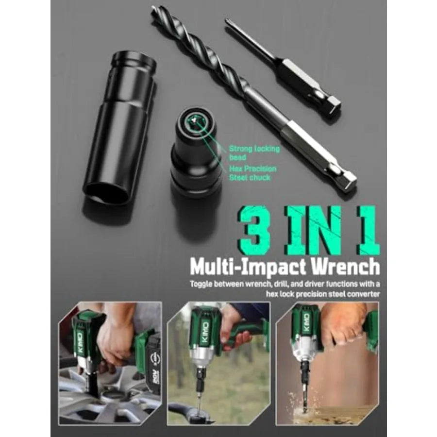 Impact Wrench 1/2 Cordless, 9-Piece Drill and Driver Set