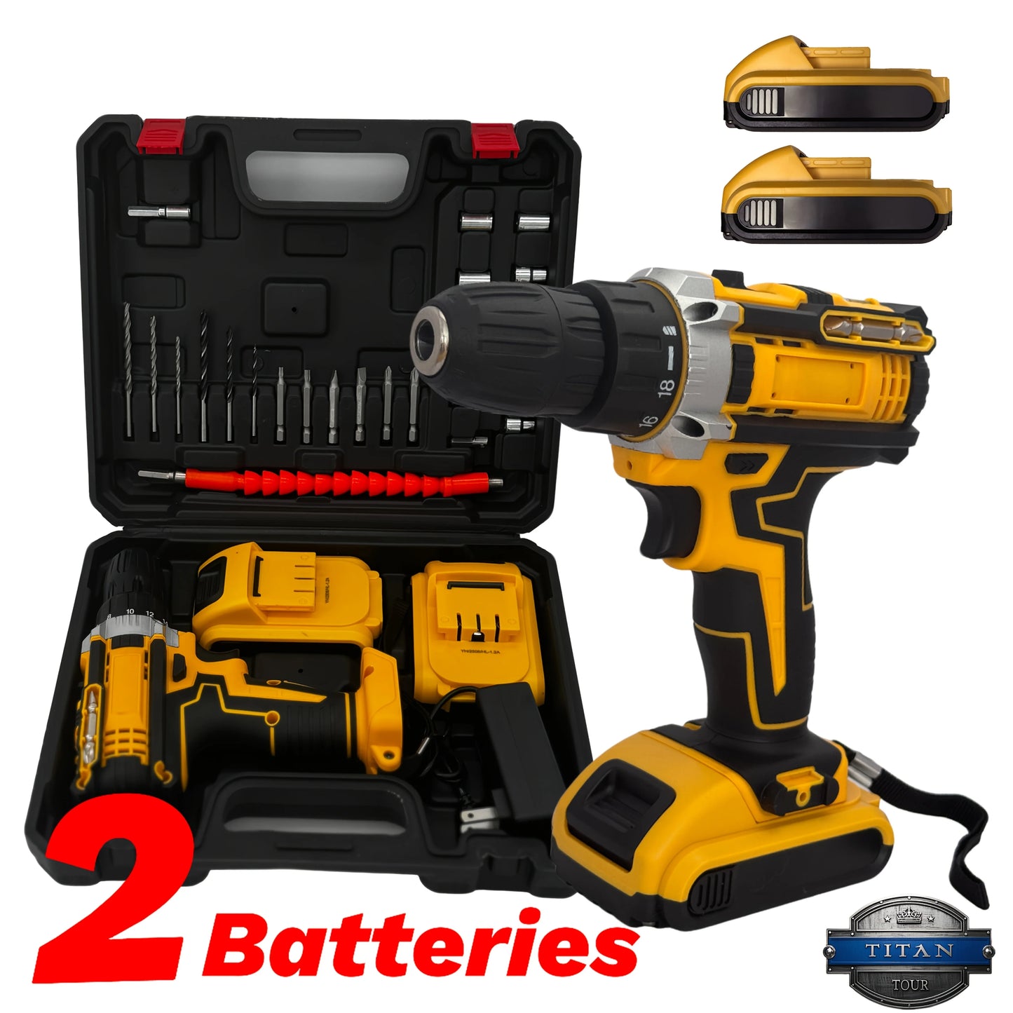 Dual-Battery Drill Kit with LED Light And Carry Case