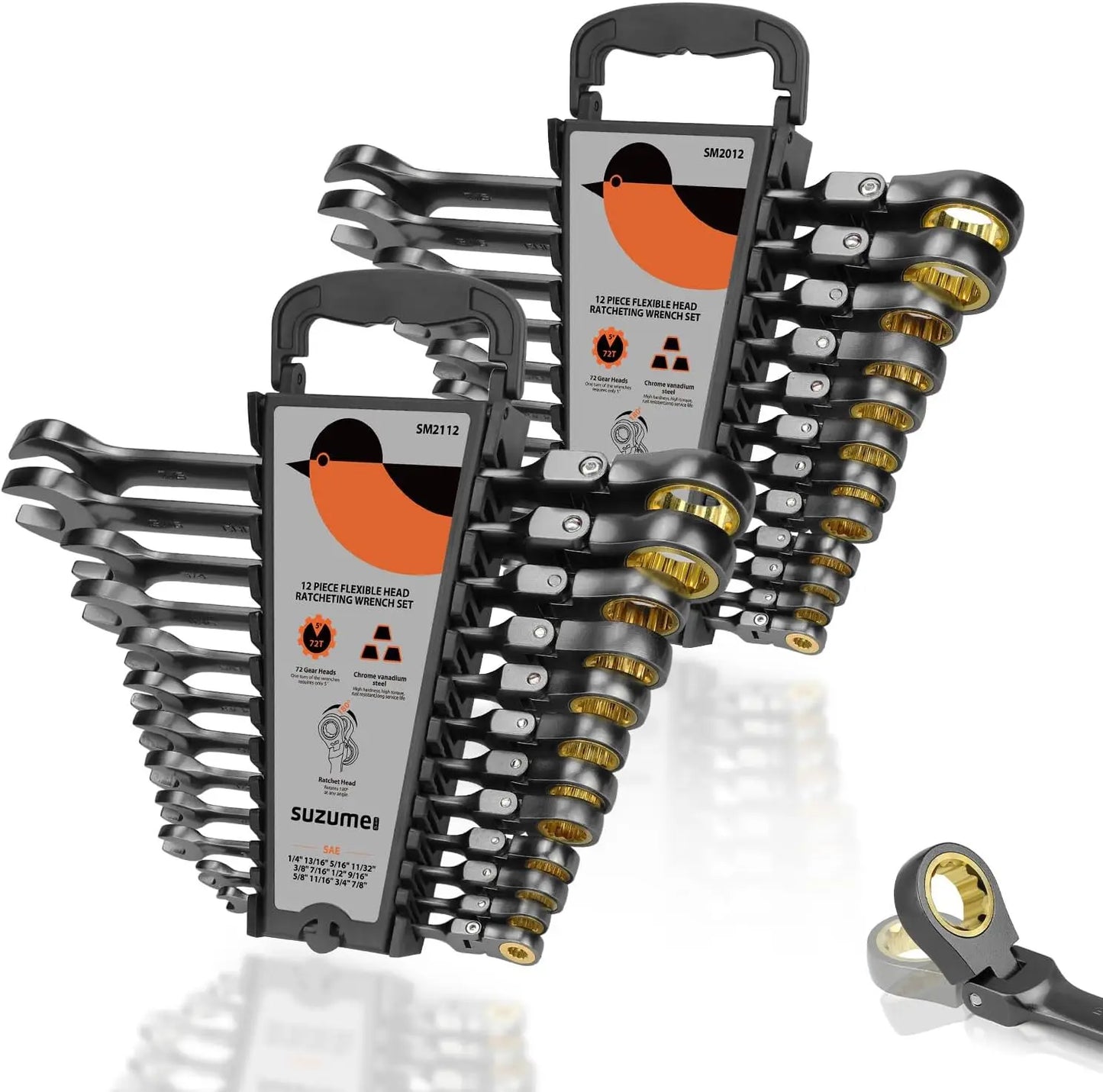 24-Piece Metric & SAE Flex Head Ratcheting Wrench Set
