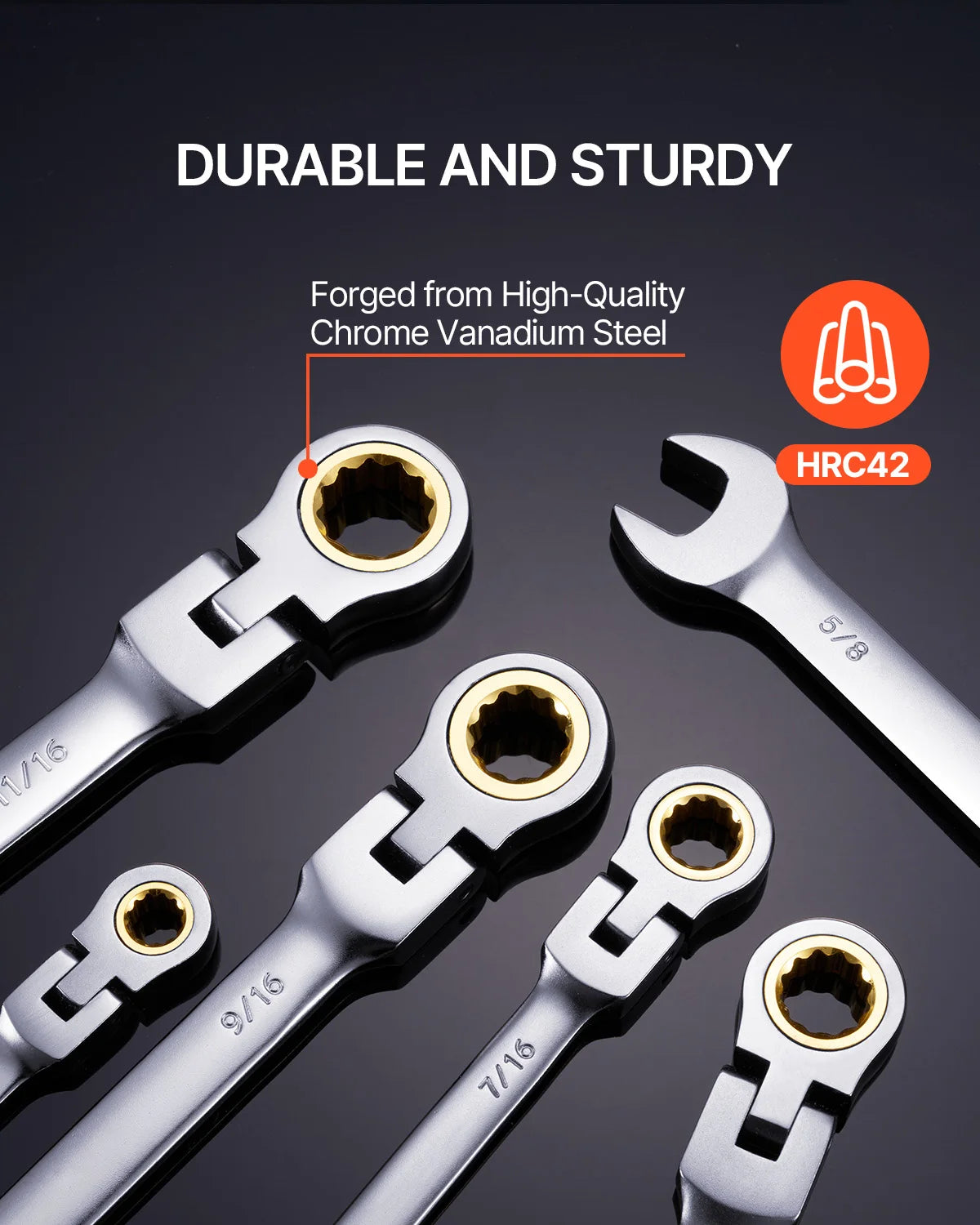Flex-Head Ratcheting Wrench Set SAE