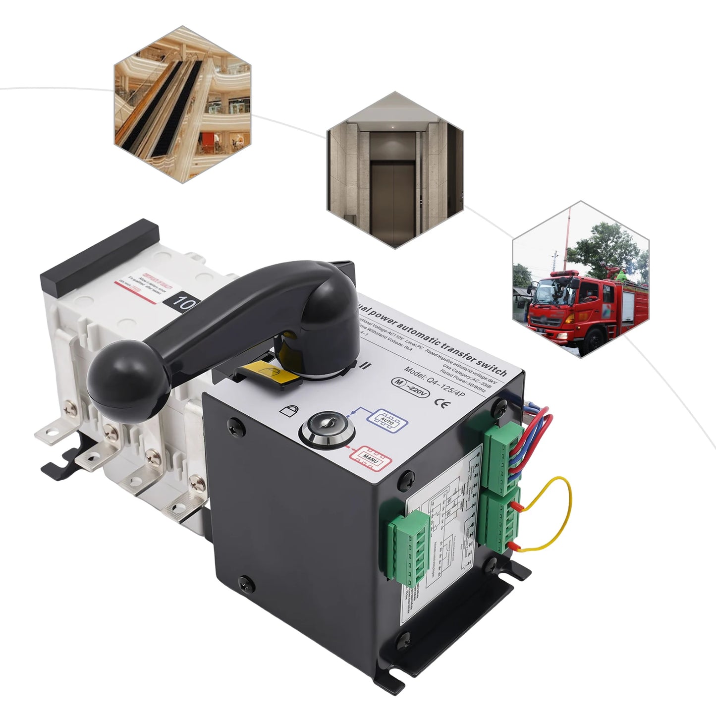 110V/230V 500V 100A Dual Power Automatic Transfer Switch