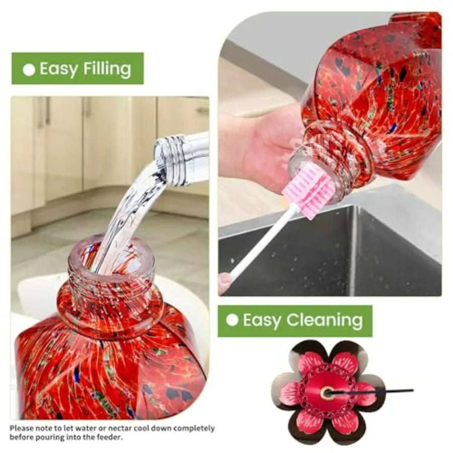 Hummingbird Feeder, Hand Blown Glass