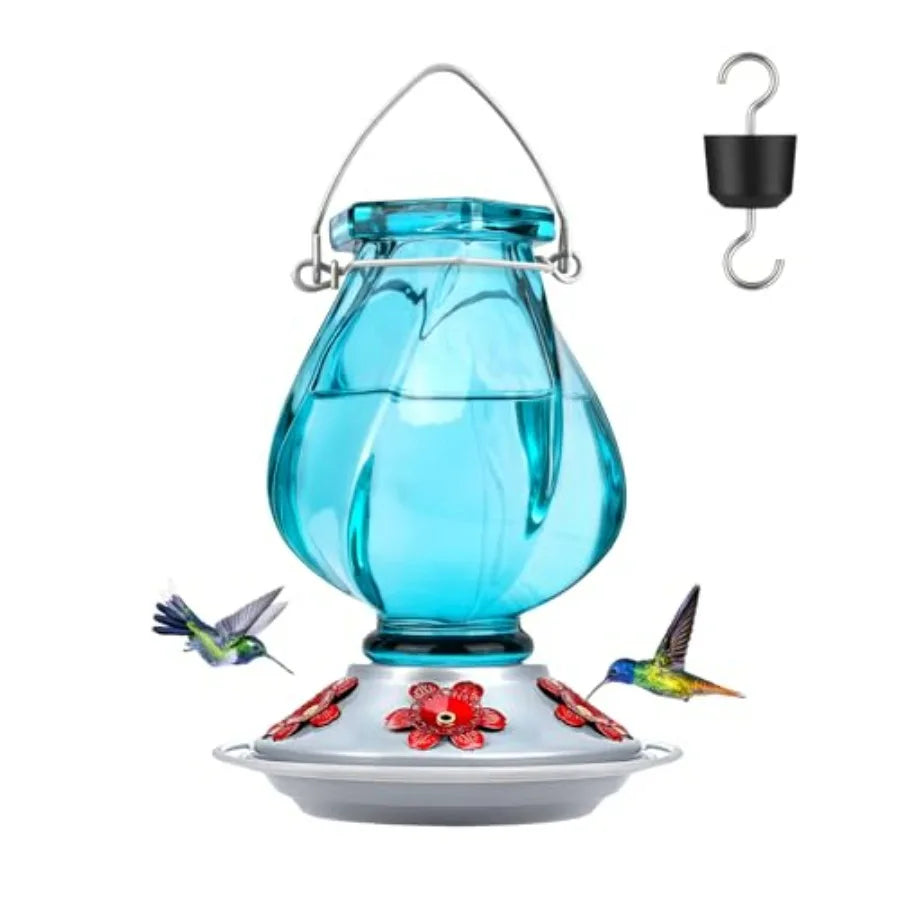 Hummingbird Feeder, Hand Blown Glass
