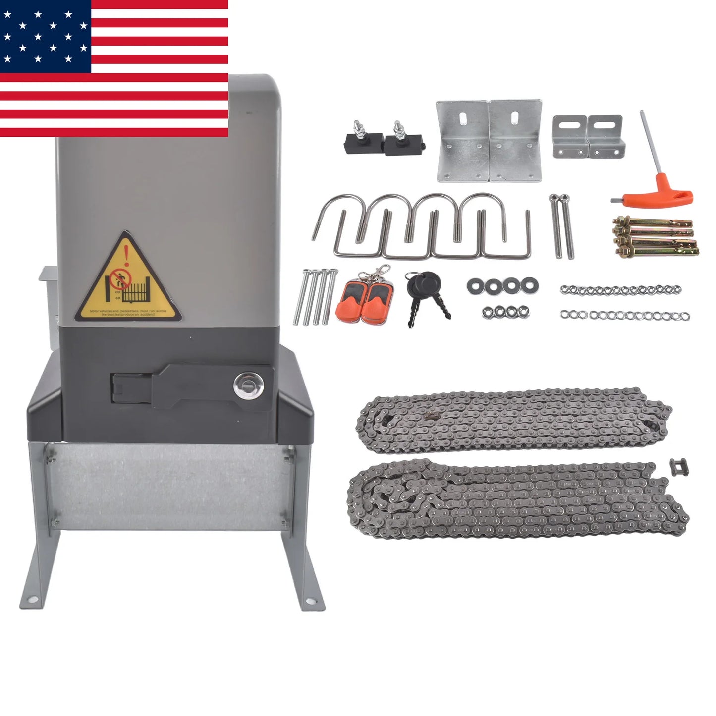 1800lbs Automatic Sliding Gate Opener Operator Kit Electric with 2 Remotes