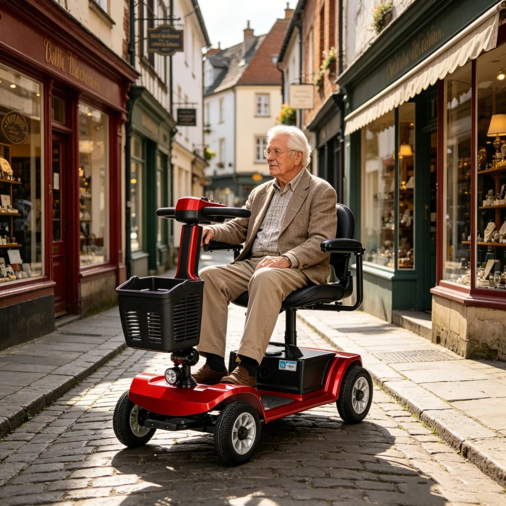 Red 12Ah Foldable 4 Wheel Mobility Scooter