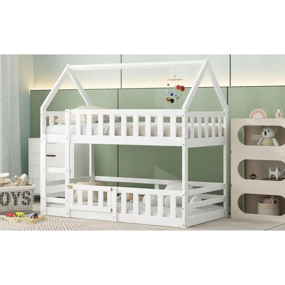 Twin Over Twin Bunk Bed with Stairs