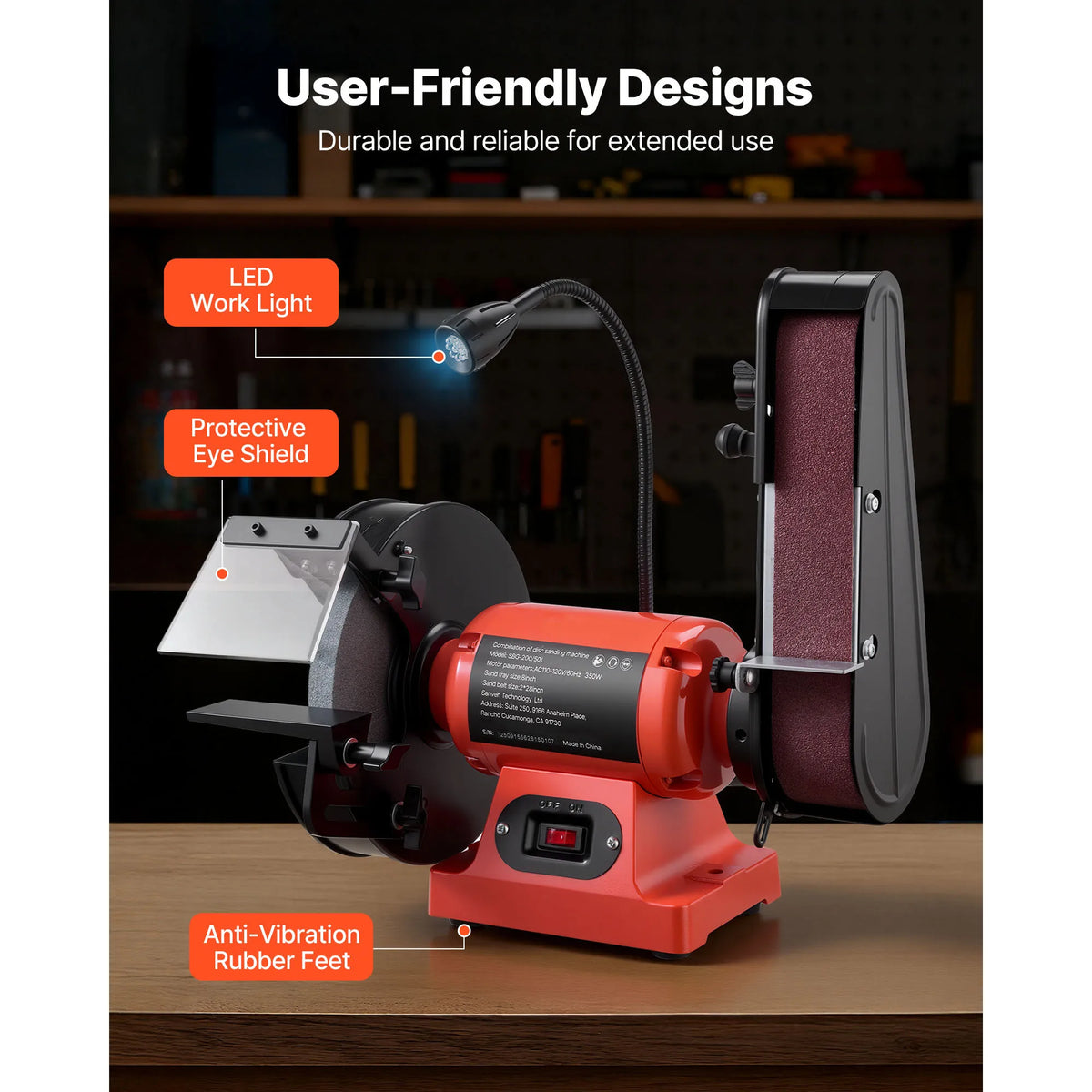 8" Bench Grinder & 2" x 28" Belt Sander Combo