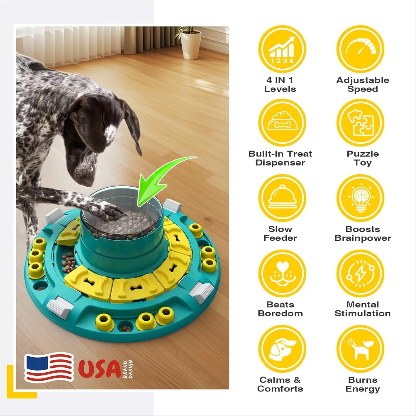 Dog Puzzle Toy,  Treat Dispenser, Slow Feeder