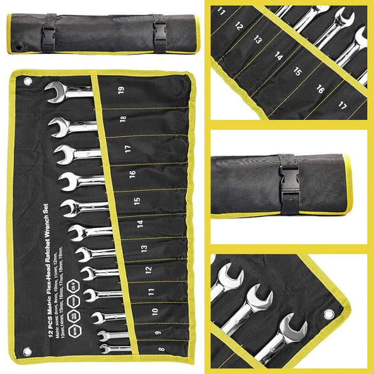 12pcs Combination Ratcheting Wrench Set, Metric
