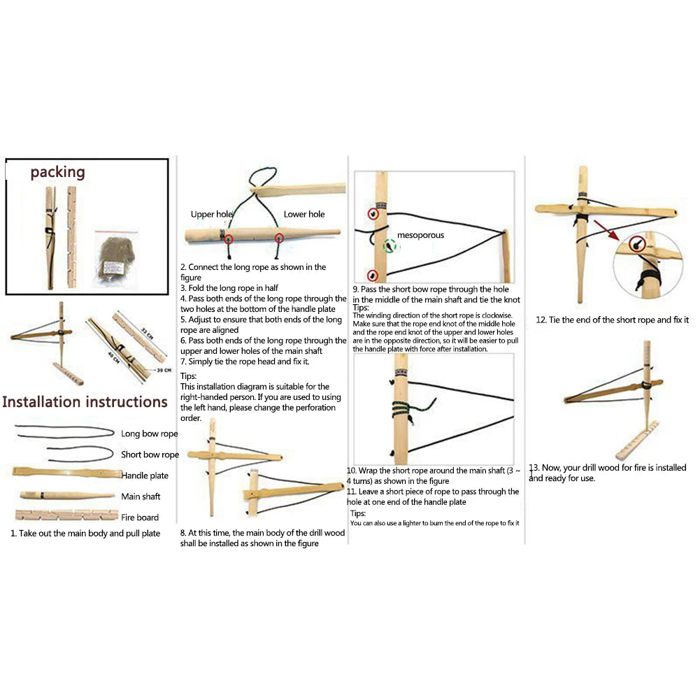 Bow Drill Fire Starter Kit