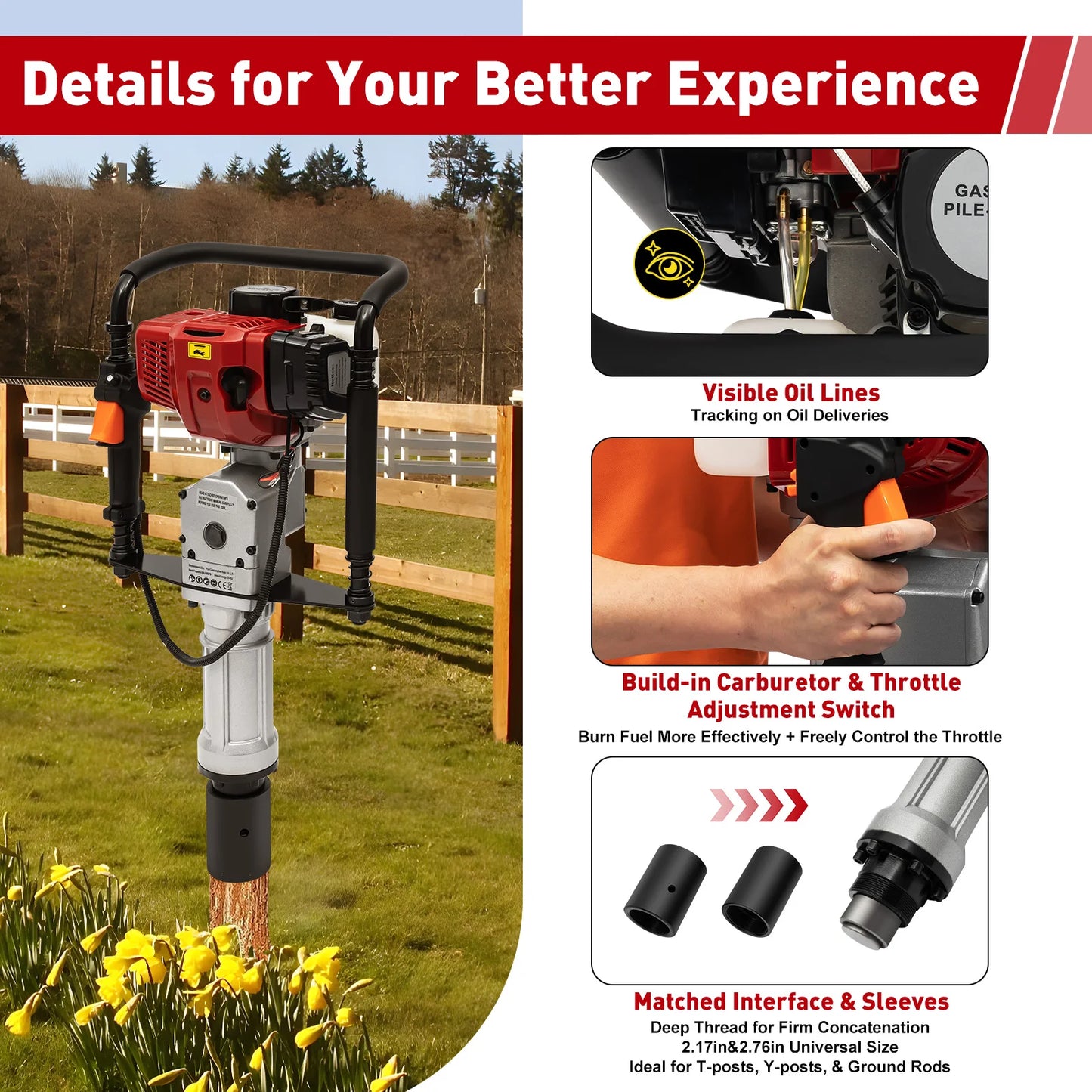 52cc 1900W Gas Powered Post Driver