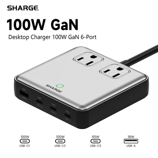 100W USB Charger 6 Ports GaN