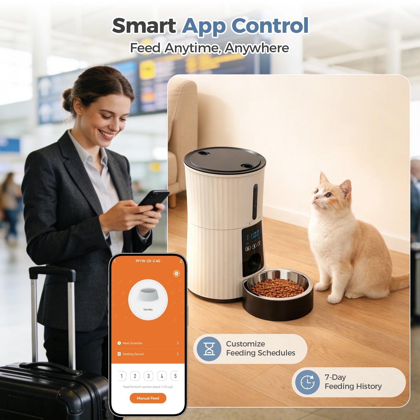 4L Automatic Cat Feeder WiFi Timed