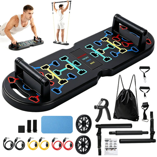Foldable Push Up Board with Resistance Bands
