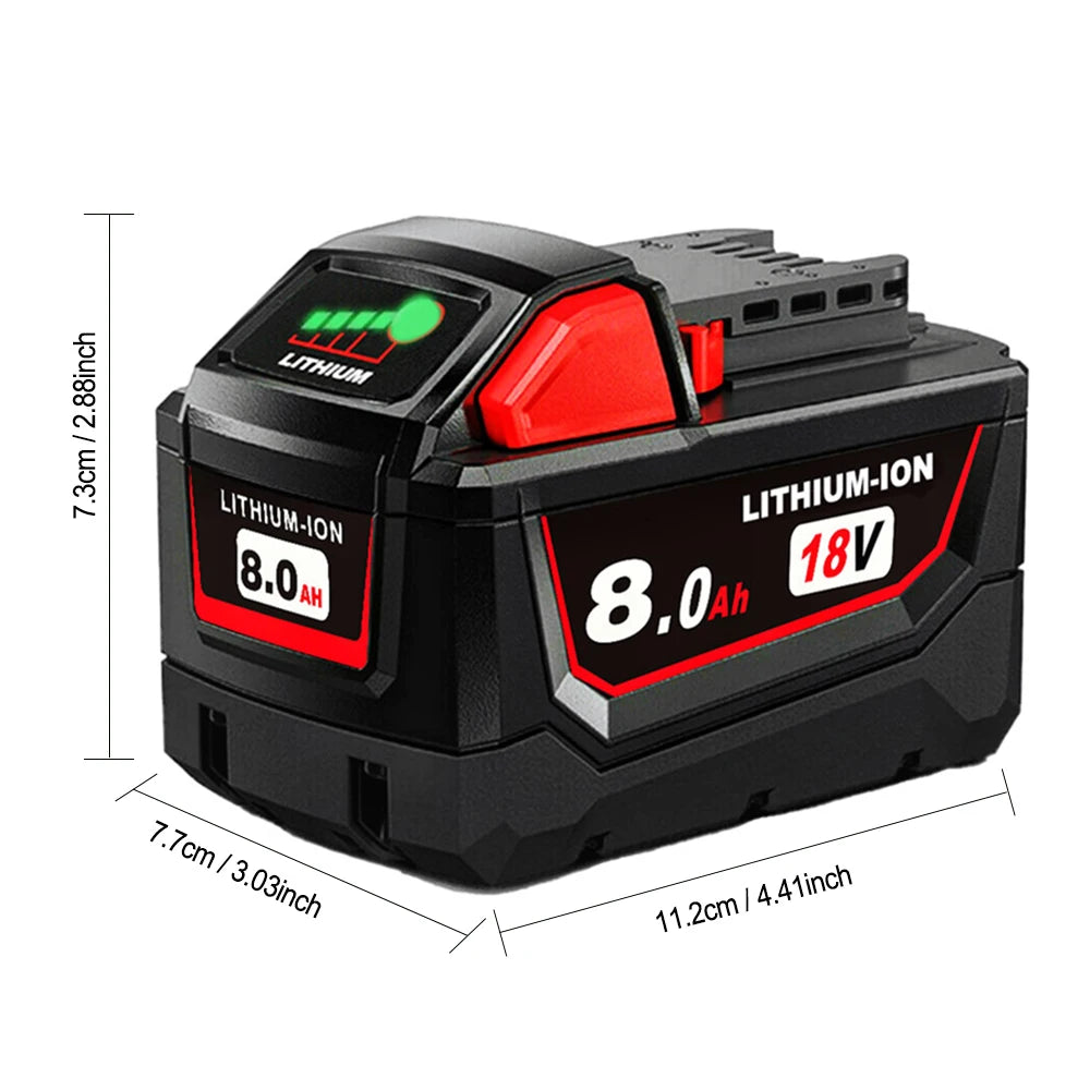 18V 8.0Ah battery replacement compatible with  Milwaukee M18