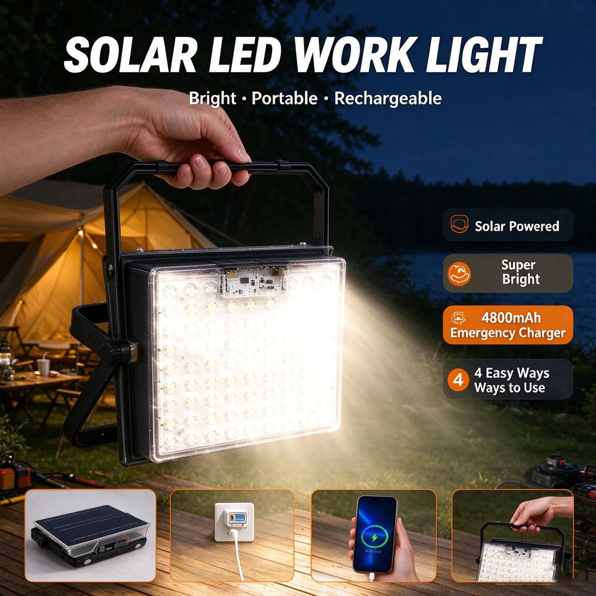 Solar LED Work Light Waterproof