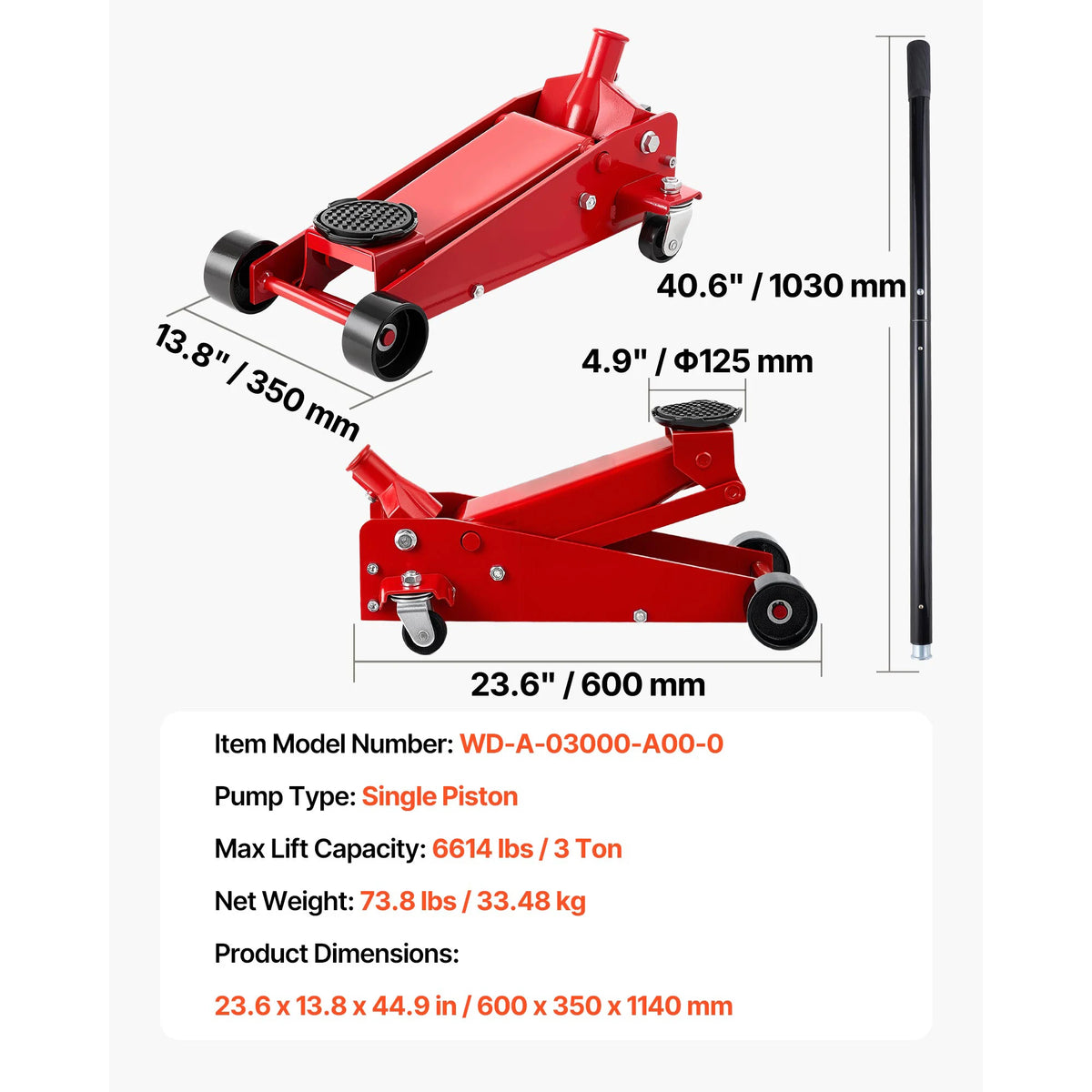 Low Profile Floor Jack with Stands