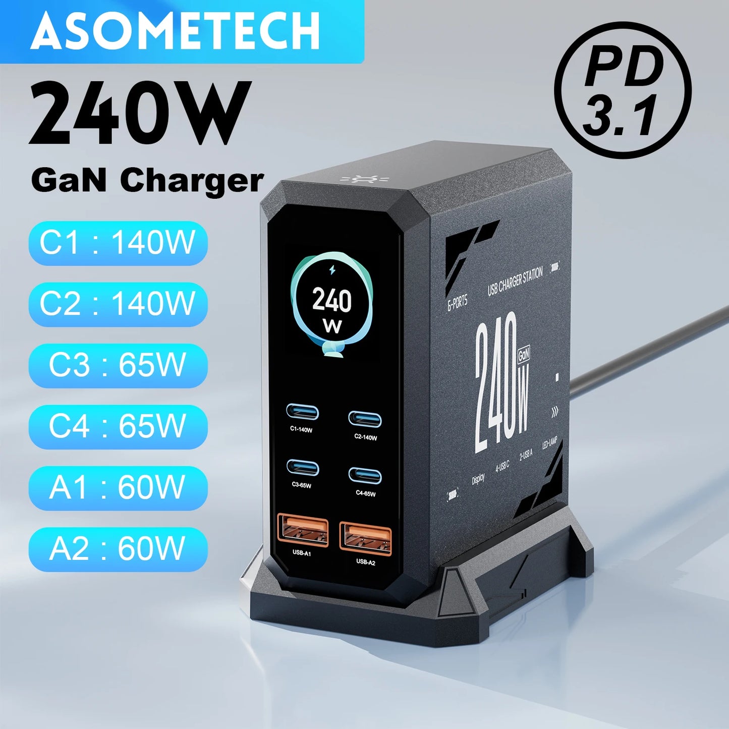 240W GaN Fast Charging Station