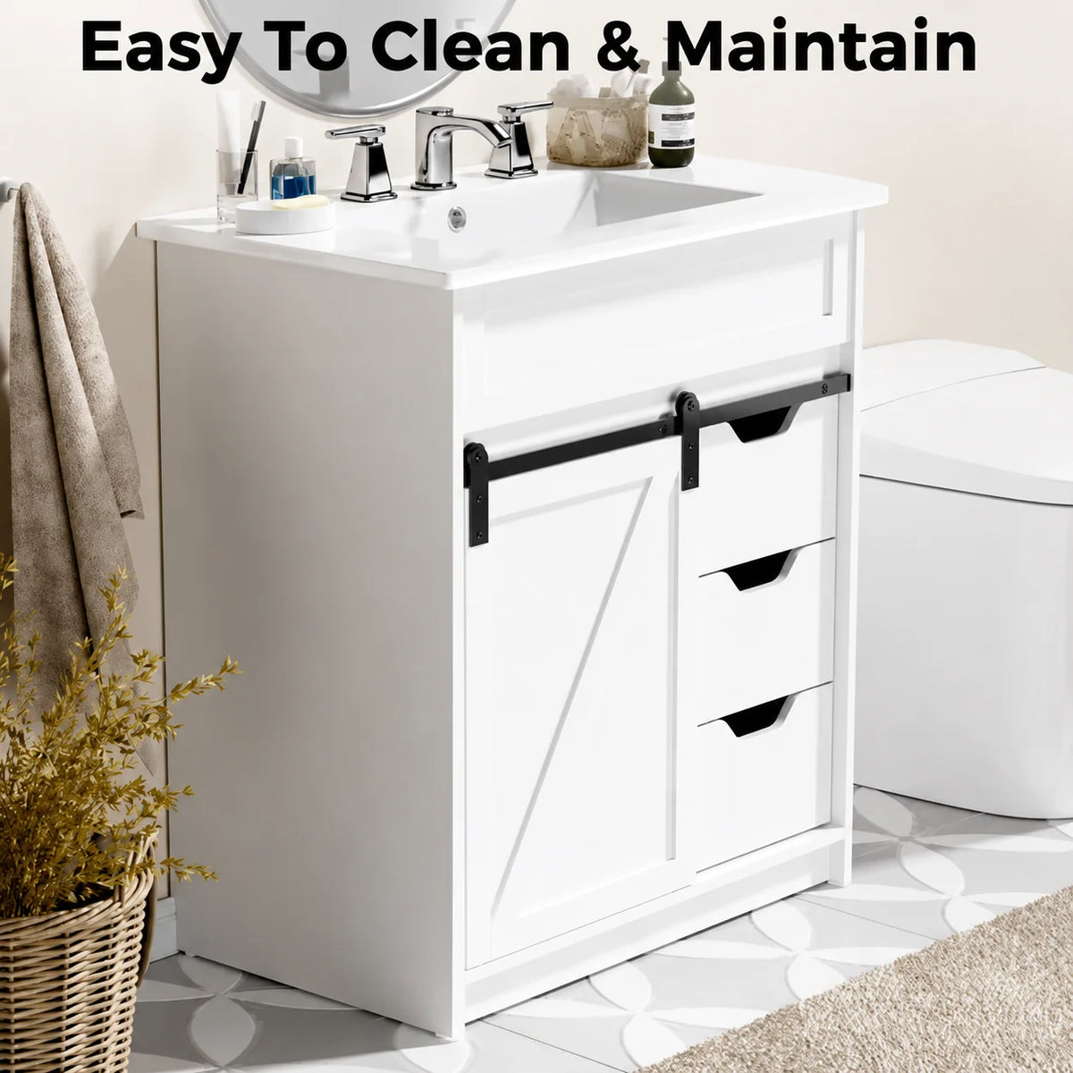 30" Farmhouse Bathroom Vanity with Sink