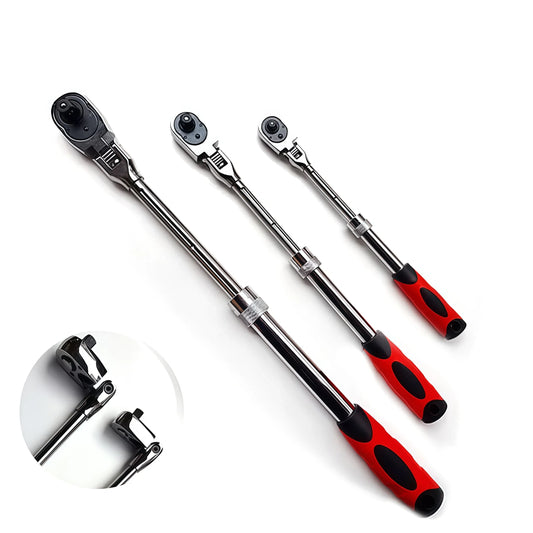 Ratchet Wrench Set - 72 Teeth, Telescopic Handle 1/2, 3/8, 1/4 Inch