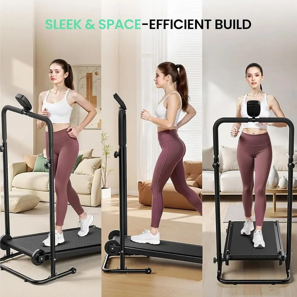 Foldable Manual Treadmill with Adjustable Incline