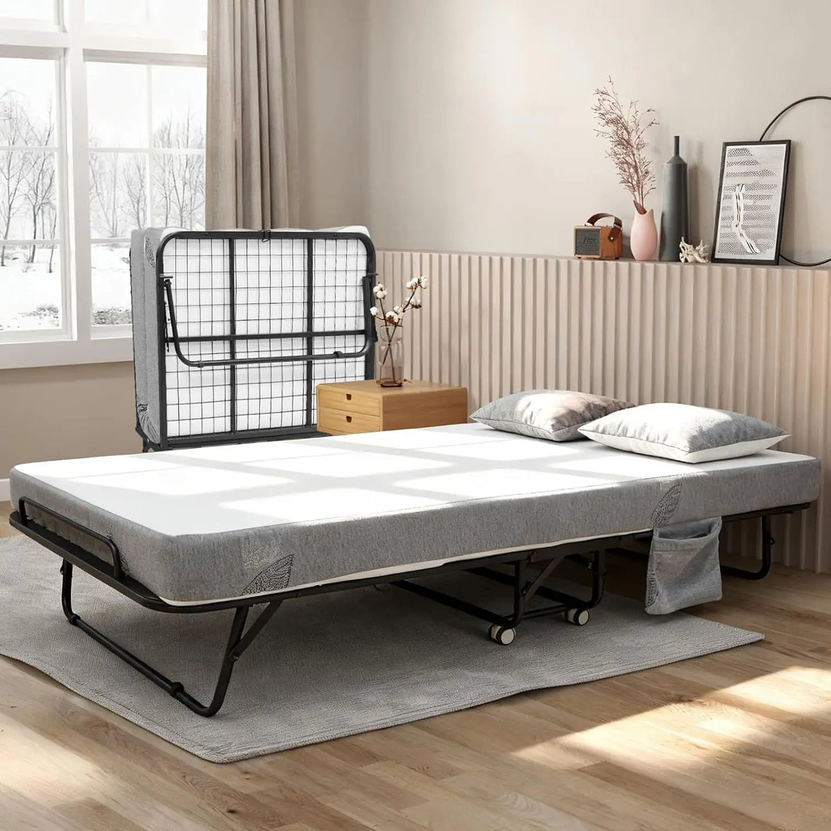 Folding Bed with Memory Foam Mattress