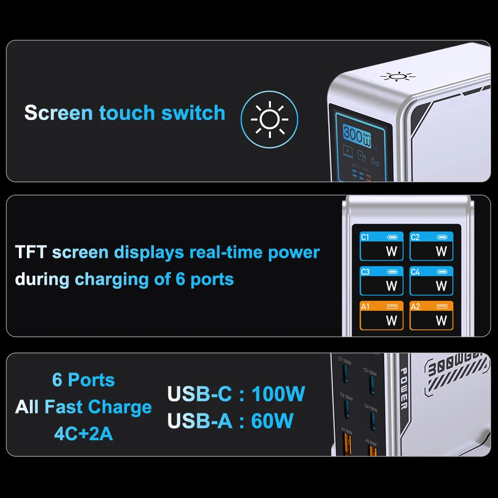 6 Ports USB Charging Station,GaN