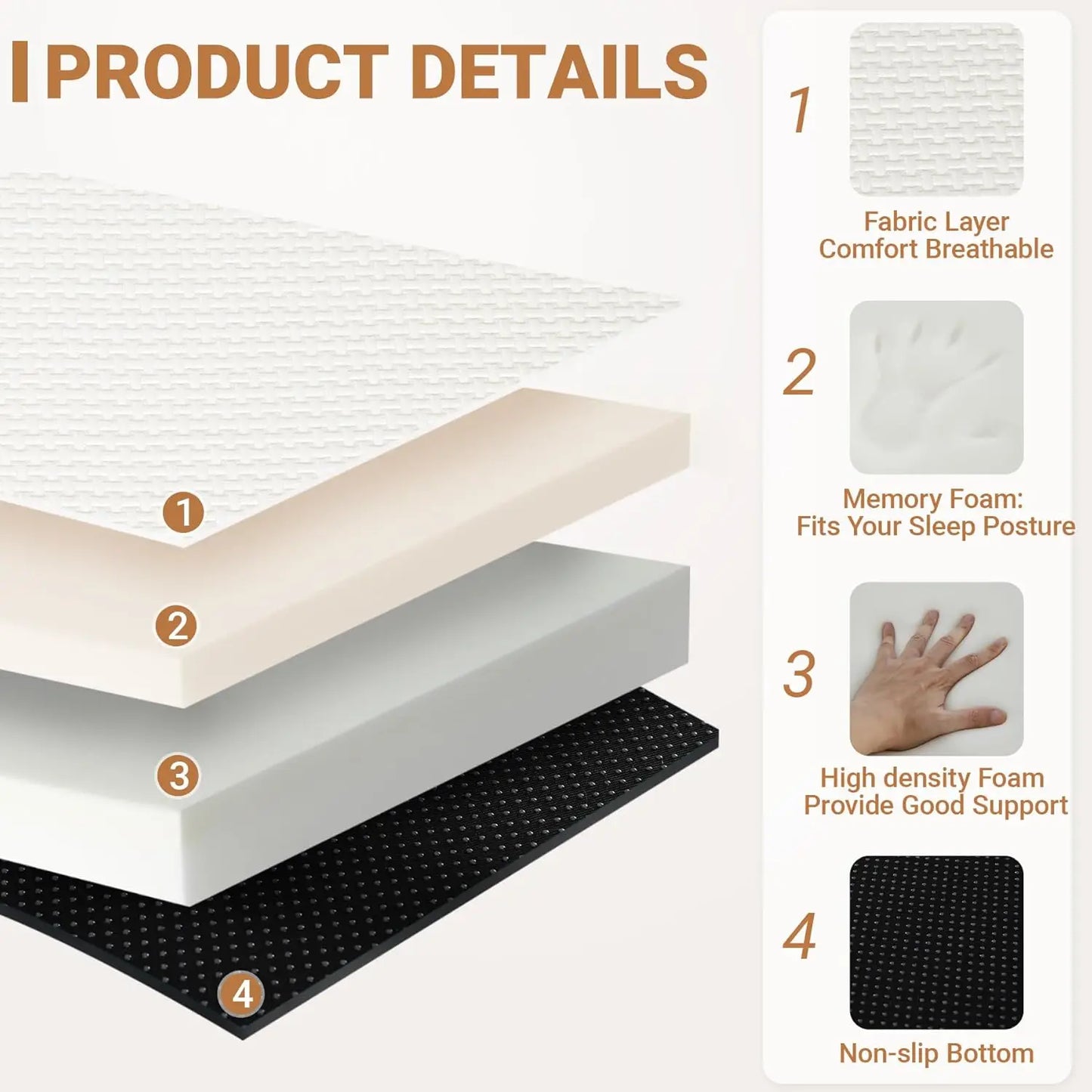 Foldable Memory Foam Mattress, 4 Inch