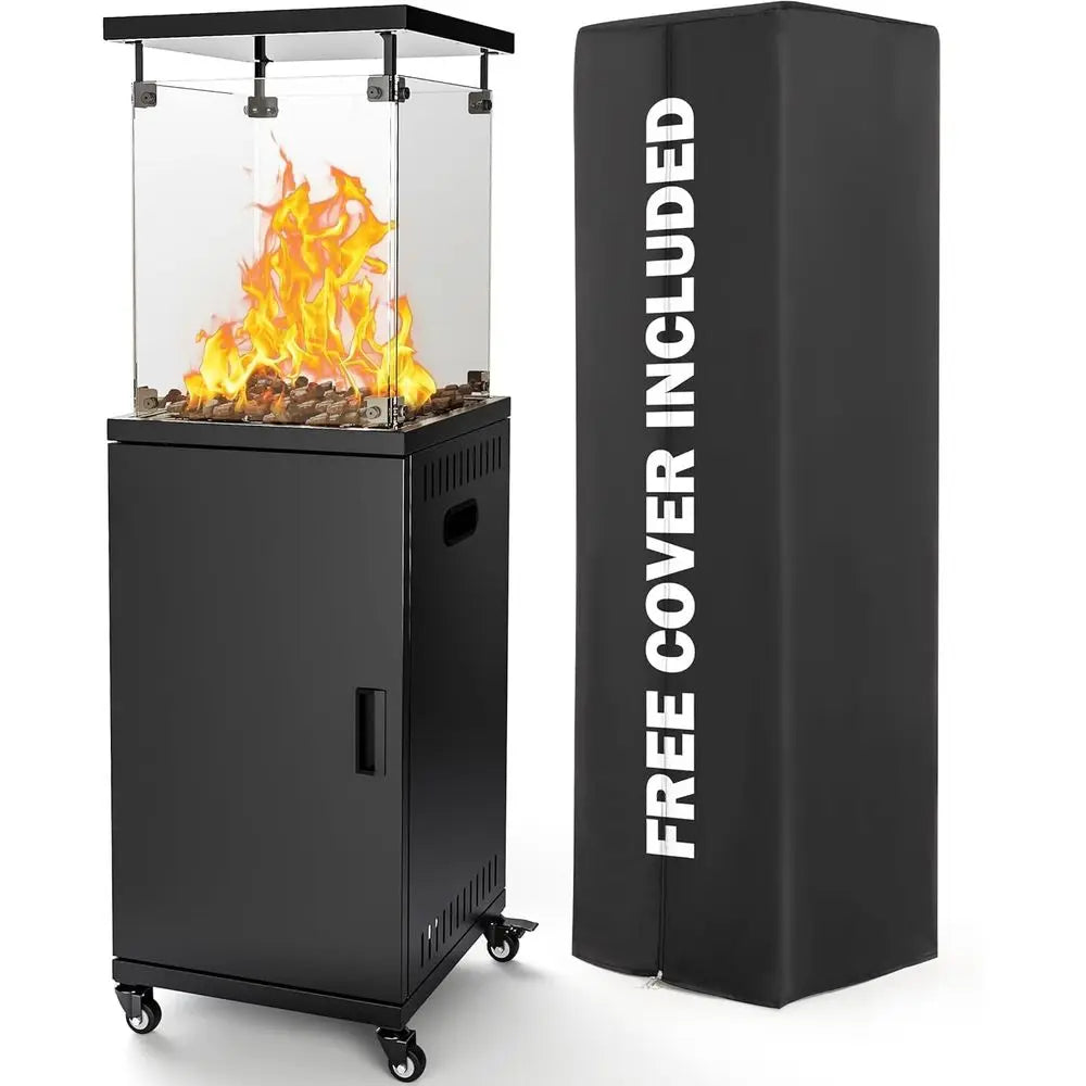 Propane Patio Heater with Lockable Wheels and Cover